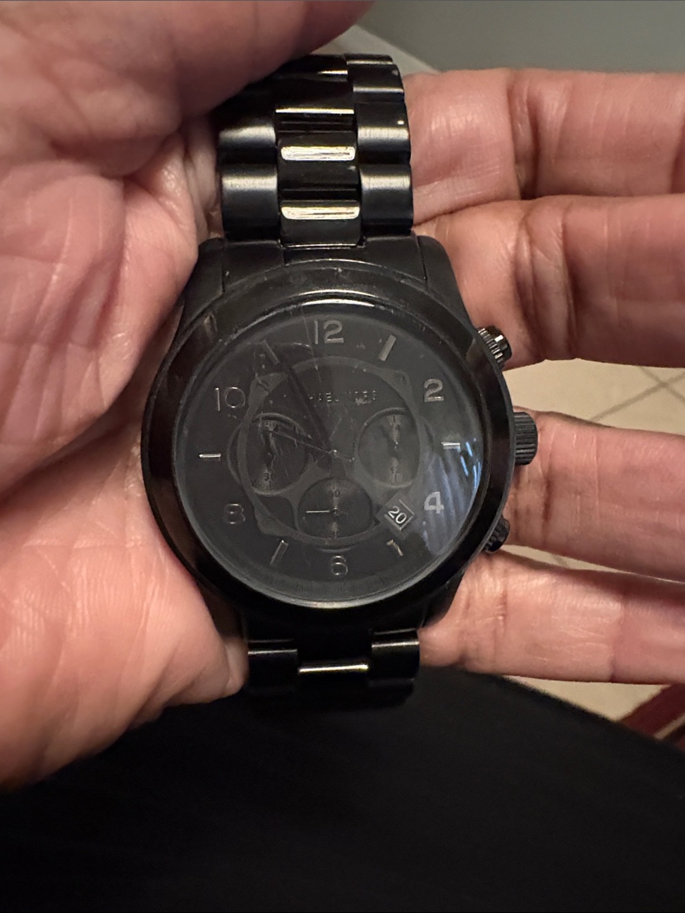 All-Black Stainless Chronograph Watch Michael Kors Size 8